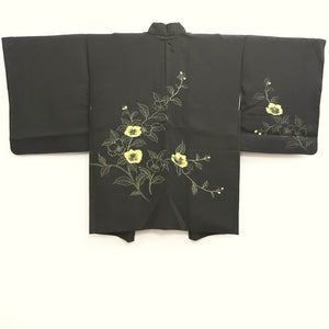 Haori Jacket Vintage(1950-1980) Black Flower Silk #10044C5