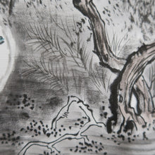 Load image into Gallery viewer, Men&#39;s Haori Vintage(1950-1980) Black Montsuki Landscape Silk #10288E4

