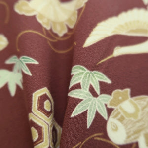 Haori Jacket Vintage(1950-1980) Reddish Brown Pine Tree Silk #10118D2