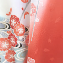 Load image into Gallery viewer, Furisode Light Red Plum blossom Peacock Tall Silk #10558B4
