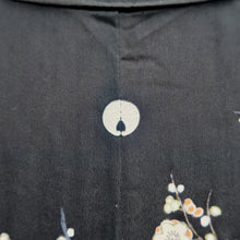 Load image into Gallery viewer, Tomesode Vintage(1920-1950) Black Crane Birds Hand painted Silk #10498B1
