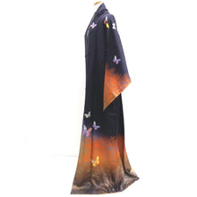 Load image into Gallery viewer, Kimono Navy Butterfly Tree Silk #10251E3

