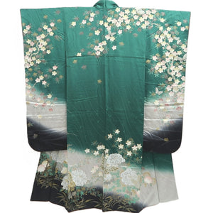 Furisode Green Butterfly Cherry Blossom Silk #10308E5