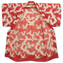 Load image into Gallery viewer, Juban Vintage(1920-1950) Red Crane Birds Silk #10384F5
