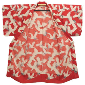Juban Vintage(1920-1950) Red Crane Birds Silk #10384F5