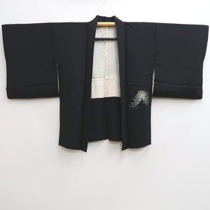 Haori Jacket Vintage(1950-1980) Black Fully Embroidered Kiku Silk #10029C4