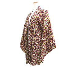 Load image into Gallery viewer, Haori Jacket Vintage(1950-1980) Black Wine red Folding Fan Silk #10740D3
