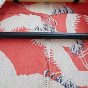 Juban Vintage(1920-1950) Red Crane Birds Silk #10384F5
