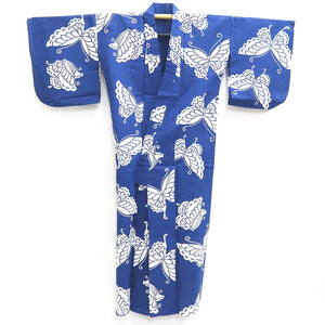 Yukata Vintage(1950-1980) Blue Butterfly Cotton #9918B4