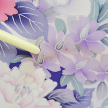Load image into Gallery viewer, Furisode Purple Flower Silk #10548B3
