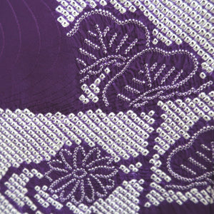 Haori Jacket Vintage(1950-1980) Purple Shibori Chrysanthemum Silk #10224E2