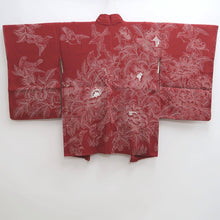 Load image into Gallery viewer, Haori Jacket Vintage(1950-1980) Red Bird Flower Embroidery Silk #9999C3
