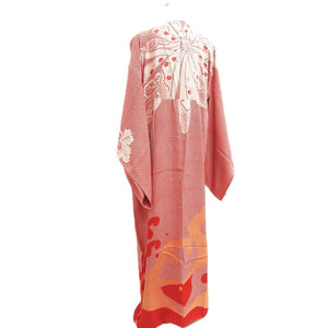 Juban Vintage(1920-1950) Vermillion Chrysanthemum Curling Wave Silk #10373F4