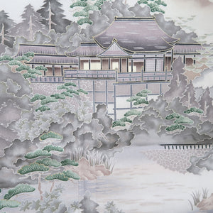 Kimono Oyster white Kiyomizudera Landscape Tall Silk #9930B5