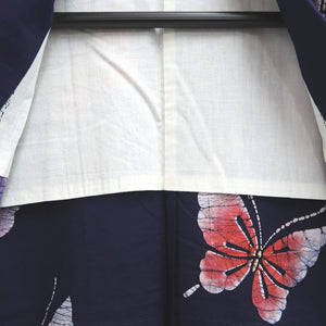 Yukata Vintage(1950-1980) Navy Butterfly Cotton #10491B1