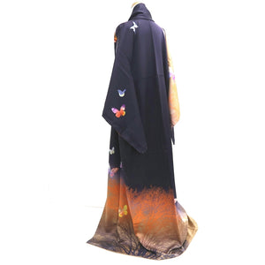 Kimono Navy Butterfly Tree Silk #10251E3