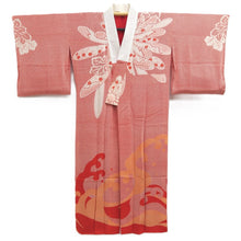 Load image into Gallery viewer, Juban Vintage(1920-1950) Vermillion Chrysanthemum Curling Wave Silk #10373F4

