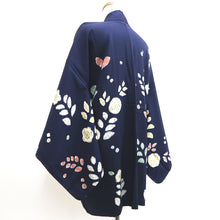 Load image into Gallery viewer, Haori Jacket Vintage(1950-1980) Dark Blue Shibori Flower Silk #10089D1
