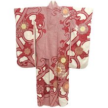 Load image into Gallery viewer, Furisode Red White Gold Shibori Embroidery Silk #10568B4
