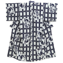 Load image into Gallery viewer, Yukata Vintage(1950-1980) White Navy Kabuki Cotton #10764D4
