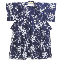 Load image into Gallery viewer, Yukata Vintage(1950-1980) Navy Cherry Blossom Cotton #11104B1
