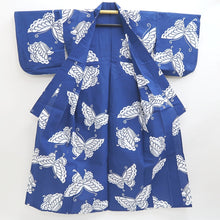 Load image into Gallery viewer, Yukata Vintage(1950-1980) Blue Butterfly Cotton #9918B4
