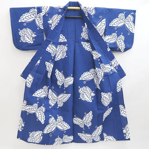 Yukata Vintage(1950-1980) Blue Butterfly Cotton #9918B4