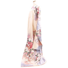 Load image into Gallery viewer, Furisode Pale Pink Plum blossom Chrysanthemum Silk #10549B4
