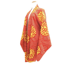 Load image into Gallery viewer, Haori Jacket Vintage(1920-1950) Vermillion Yellow Shibori Chrysanthemum Silk #11009F5
