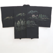 Load image into Gallery viewer, Haori Jacket Vintage(1950-1980) Black Tree Mountain Landscape Silk #9776A4
