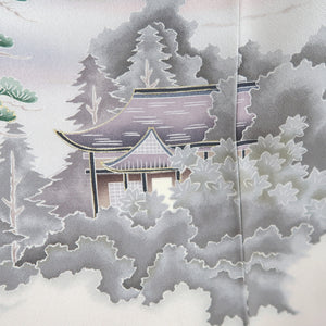 Kimono Oyster white Kiyomizudera Landscape Tall Silk #9930B5