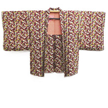 Load image into Gallery viewer, Haori Jacket Vintage(1950-1980) Black Wine red Folding Fan Silk #10740D3
