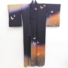 Load image into Gallery viewer, Kimono Navy Butterfly Tree Silk #10251E3
