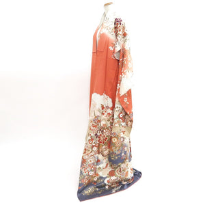 Furisode Reddish Pink Beige Gray Shidare Sakura Silk #9683J3