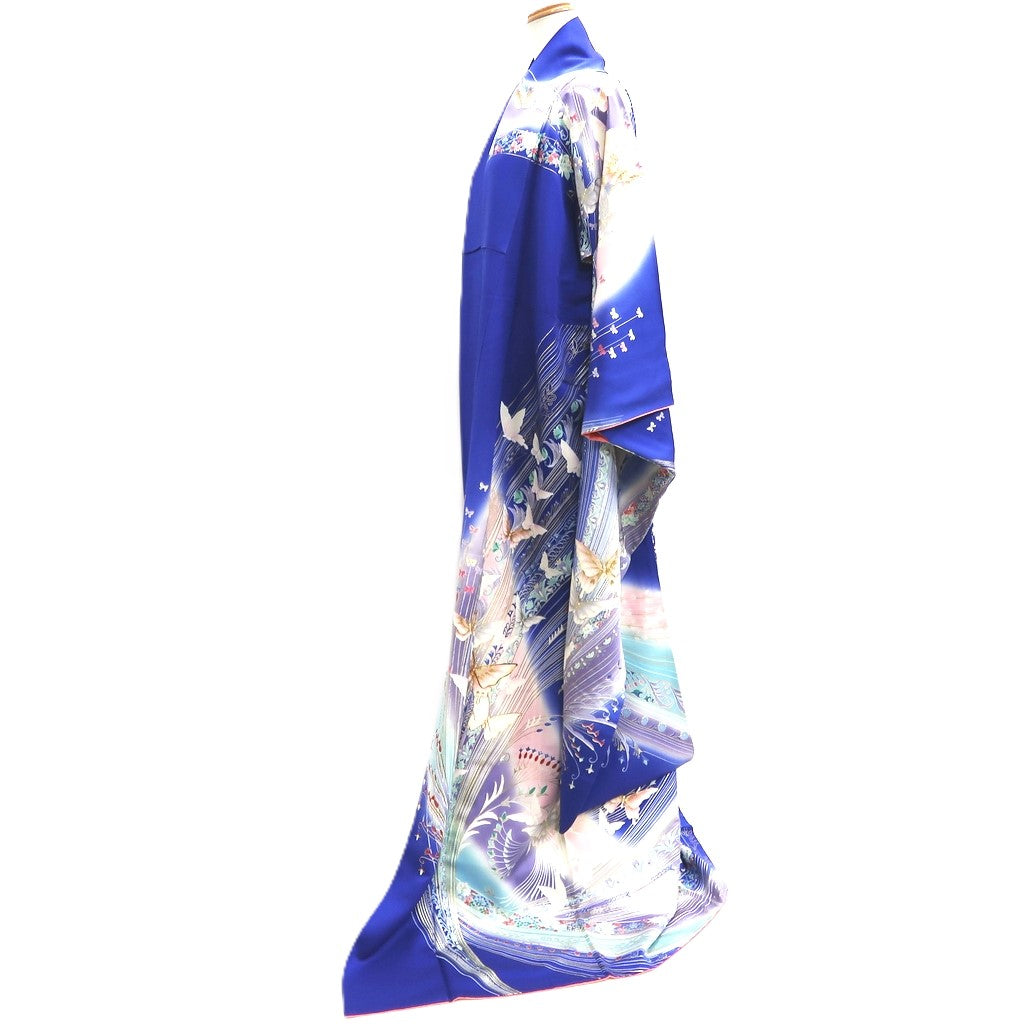 Furisode Blue Butterfly Silk #10329F2