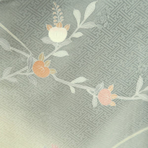 Kimono Gray Chrysanthemum Sayagata Tall Silk #9940B5