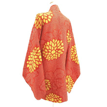 Load image into Gallery viewer, Haori Jacket Vintage(1920-1950) Vermillion Yellow Shibori Chrysanthemum Silk #11009F5
