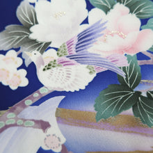 Load image into Gallery viewer, Furisode Blue Bird Plum blossom Silk #10339F2
