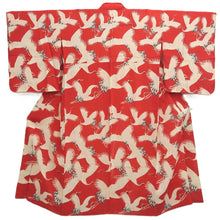 Load image into Gallery viewer, Juban Vintage(1920-1950) Red Crane Birds Silk #10384F5
