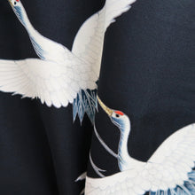 Load image into Gallery viewer, Haori Jacket Black Crane Birds Silk #10819E1

