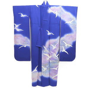 Furisode Blue Seagull Tall Silk #10559B4