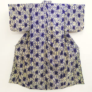 Kimono Vintage(1950-1980) Light Yellow Purple Shibori Silk #10261E4