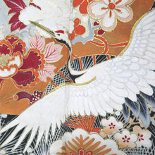 Load image into Gallery viewer, Tomesode Vintage(1920-1950) Black Hand painted Crane Birds Silk #10407A2
