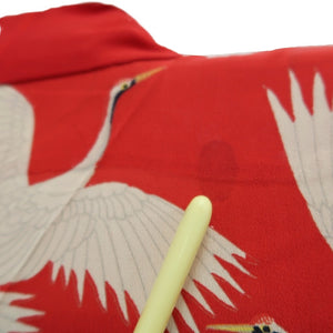 Juban Vintage(1920-1950) Red Crane Birds Silk #10384F5