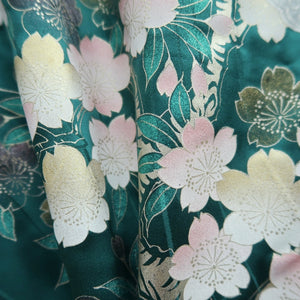 Furisode Green Butterfly Cherry Blossom Silk #10308E5