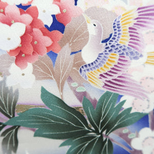 Furisode Blue Bird Plum blossom Silk #10339F2