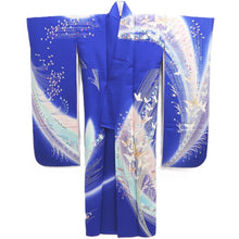 Load image into Gallery viewer, Furisode Blue Butterfly Silk #10329F2
