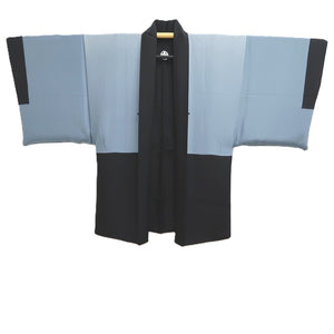 Men's Haori Vintage(1950-1980) Black Montsuki Landscape Silk #10417A2