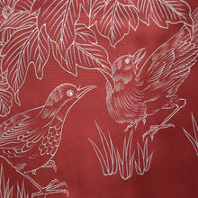 Load image into Gallery viewer, Haori Jacket Vintage(1950-1980) Red Bird Flower Embroidery Silk #9999C3
