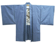 Load image into Gallery viewer, Men&#39;s Haori Vintage(1950-1980) Blue Black Eagle Wide Silk #10443A3
